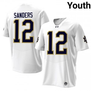 UND Jayden Sanders #12 White Jersey | Pro Cut Stitch NCAA Football Youth Apparel 59992174