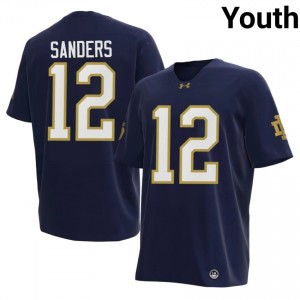 Jayden Sanders #12 Notre Dame Jersey | Exclusive Navy College Football Youth Stitched 50461044