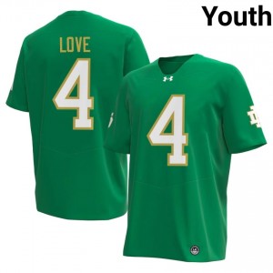 Notre Dame Fighting Irish Jeremiyah Love #4 Green Jersey | Premium Swen NCAA Football Youth Apparel 12235131