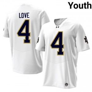Jeremiyah Love #4 Irish Jersey | Gameday White College Football Youth Stitched 39831032