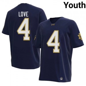 Top-Tier Jeremiyah Love #4 Fighting Irish Navy Jersey | Youth University Football Embroidery Fan Gear 57179568