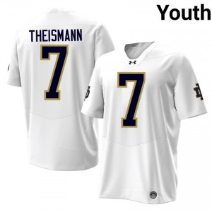 White Joe Theismann #7 Notre Dame Fighting Irish Jersey | Youth High School Football Fresh Stitched 75221107