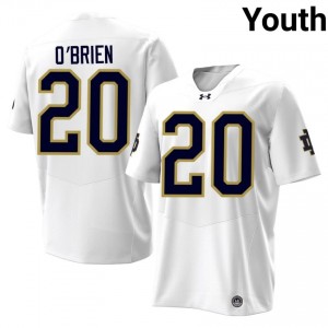 White Joey O'Brien #20 UND Jersey | Youth High School Football Licensed Stitch 22917861