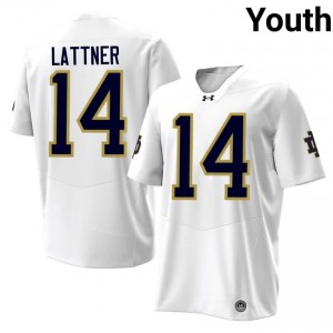 White Johnny Lattner #14 Fighting Irish Jersey | Youth High School Football Limited Stitched 15651840