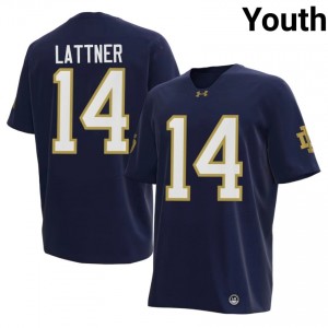 #14 Johnny Lattner UND Navy Jersey | Authentic Embroidery Youth Player Football Gear 68776829