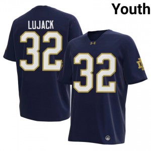 Elite Thread Johnny Lujack #32 Notre Dame Fighting Irish Navy Jersey | Youth University Football Embroidery Fan Gear 22029563