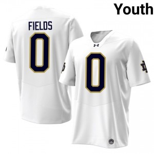 White Malachi Fields #0 Notre Dame Jersey | Youth High School Football Fresh Stitched 18910755