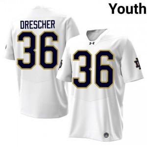 Top-Tier Micah Drescher #36 Fighting Irish White Jersey | Youth University Football Swen Fan Gear 51812926