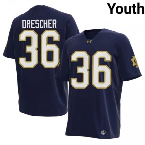 Navy Micah Drescher #36 UND Jersey | Youth High School Football Licensed Stitched 73922709