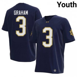 Elite Thread Mylan Graham #3 Notre Dame Fighting Irish Navy Jersey | Youth University Football Stitched Fan Gear 18787960