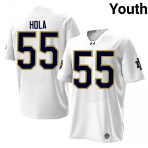 White Tiki Hola #55 Notre Dame Jersey | Youth High School Football Fresh Swen 27879372