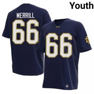 Navy Tyler Merrill #66 UND Jersey | Youth High School Football Licensed Embroidery 20363235